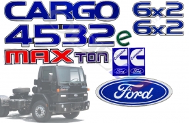 Kit Emblema Cargo 4532e 6x2 Max Ton Cummins Resinado  8 Peças