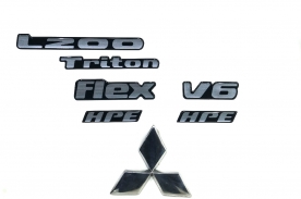 Kit Emblema L200 Triton Flex V6 Hpe Resinados 7 Peças