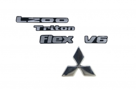 Kit Emblema L200 Triton Flex V6 Resinados 5 Peças