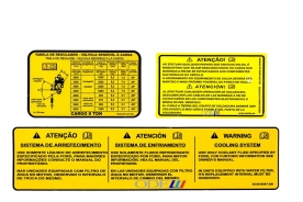 Kit Emblema Informativo (Atenção com Baterias) Traseiro Cabine Cargo Lado Esquerdo 3 Peças